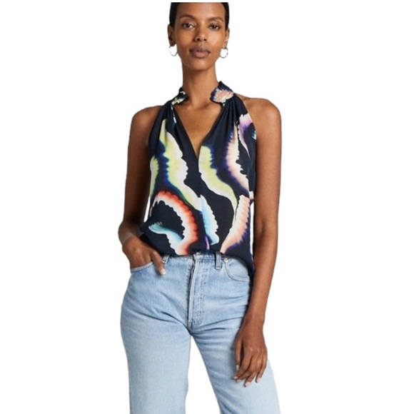 A.L.C. Tops - A.L.C. Back Silk Printed Sleeveless Flowy Mock Neck Minelli Blouse NWT Size 2